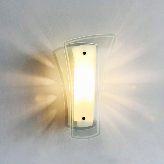 Modern Geometric Wall Sconce - Clear Glass 1-Light Living Room Lamp