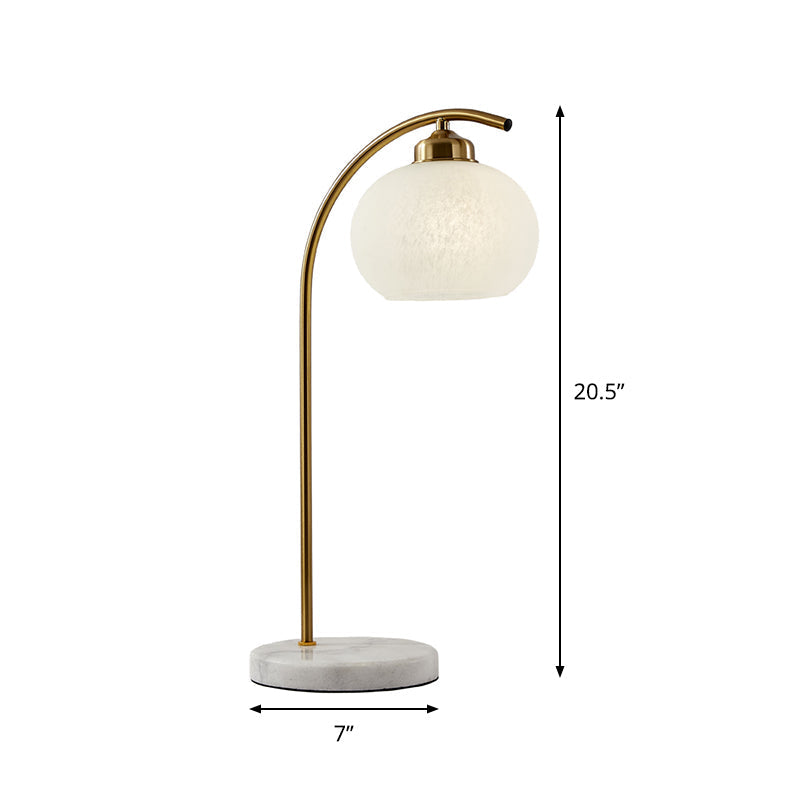 Stylish White Glass Table Lamp With Brass Finish For Study Room