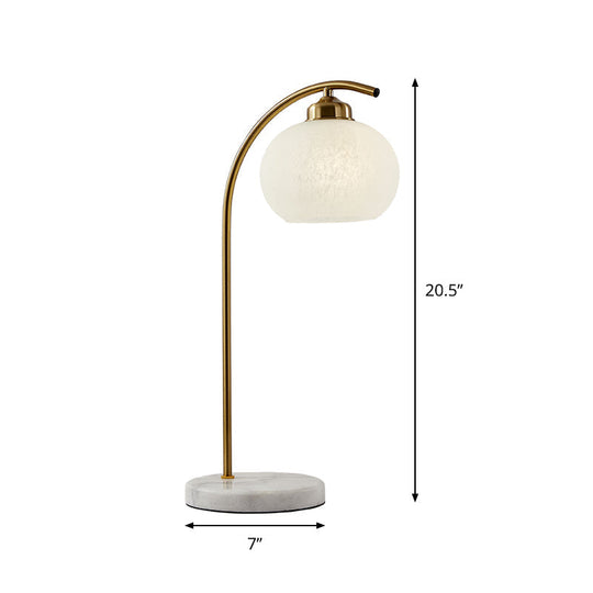 Stylish White Glass Table Lamp With Brass Finish For Study Room