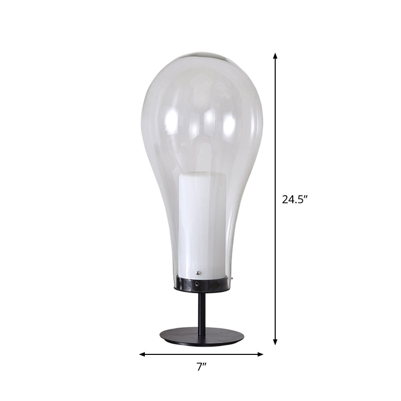 Minimalist Clear Glass Table Lamp - Compact Bulb-Shape Desk Light For Bedroom