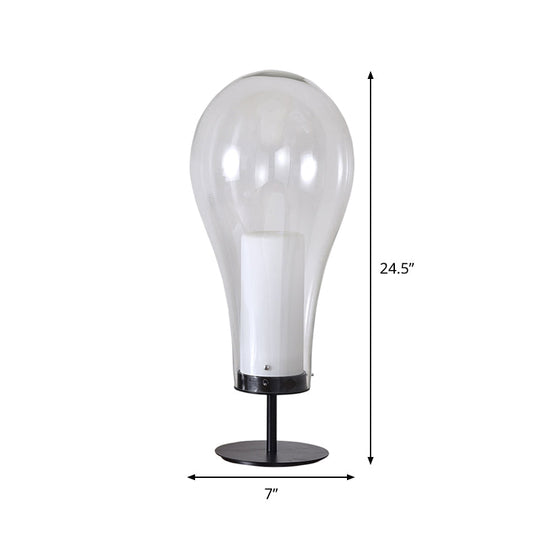 Minimalist Clear Glass Table Lamp - Compact Bulb-Shape Desk Light For Bedroom