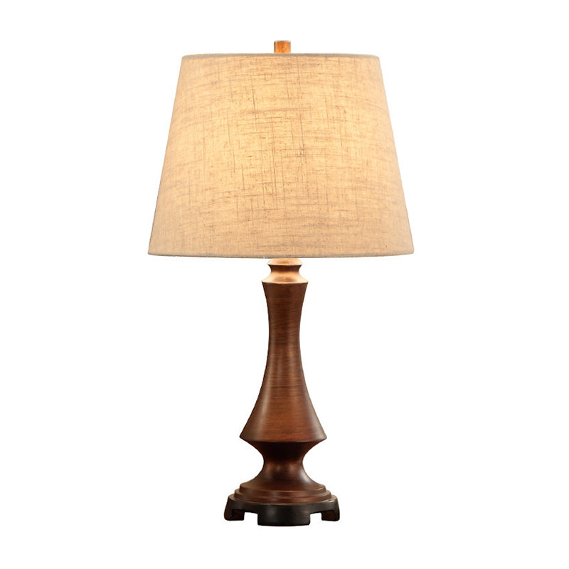 Fabric Desk Lighting: Countryside Black/Brown Conical Night Light