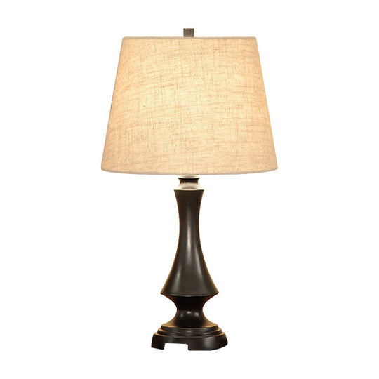 Julia - Countryside 1 Head Fabric Desk Lighting Countryside Black/Brown Conical Bedroom Night Light with Slender Base