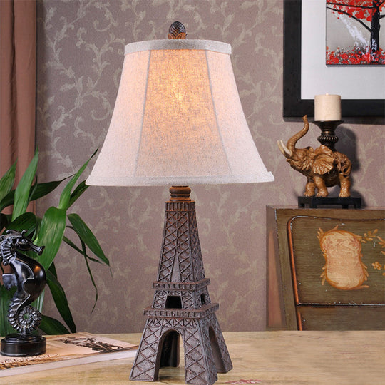 Alexa - Paradise Tower Desk Lamp with Paneled Bell Fabric Shade