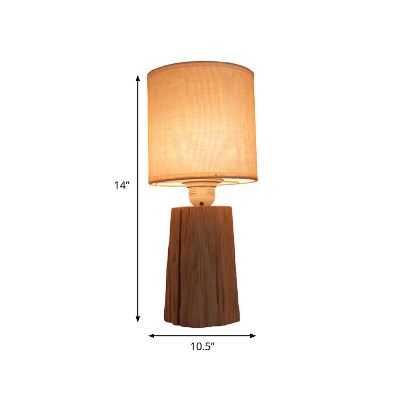 Azmidiske - Classic Style Cylinder Bedroom Night Light with Fabric Shade - 1 Light