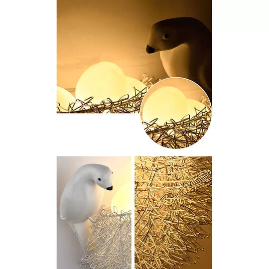 Bird-Themed Resin Balcony Wall Light For Kindergarten Nest Décor - Lovely White Sconce