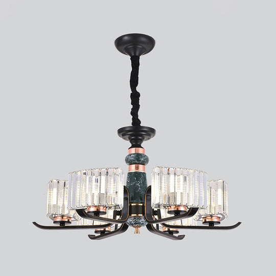 Black Starburst Crystal Hanging Lamp: Elegant 6/8 Bulbs Living Room Chandelier