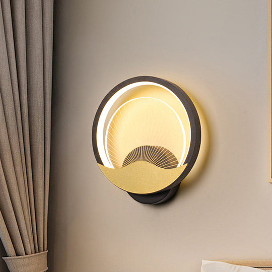 Metallic Led Wall Sconce With Acrylic Shade In Black-Gold/White-Gold Or White For Modern Bedside