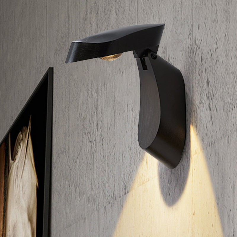 Rotatable Oval Wall Sconce - Modern Metal Led Bedside Light In White/Black/Gold Finish Black