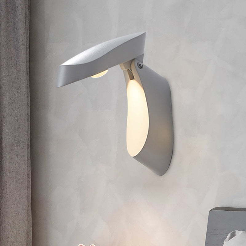 Rotatable Oval Wall Sconce - Modern Metal Led Bedside Light In White/Black/Gold Finish White