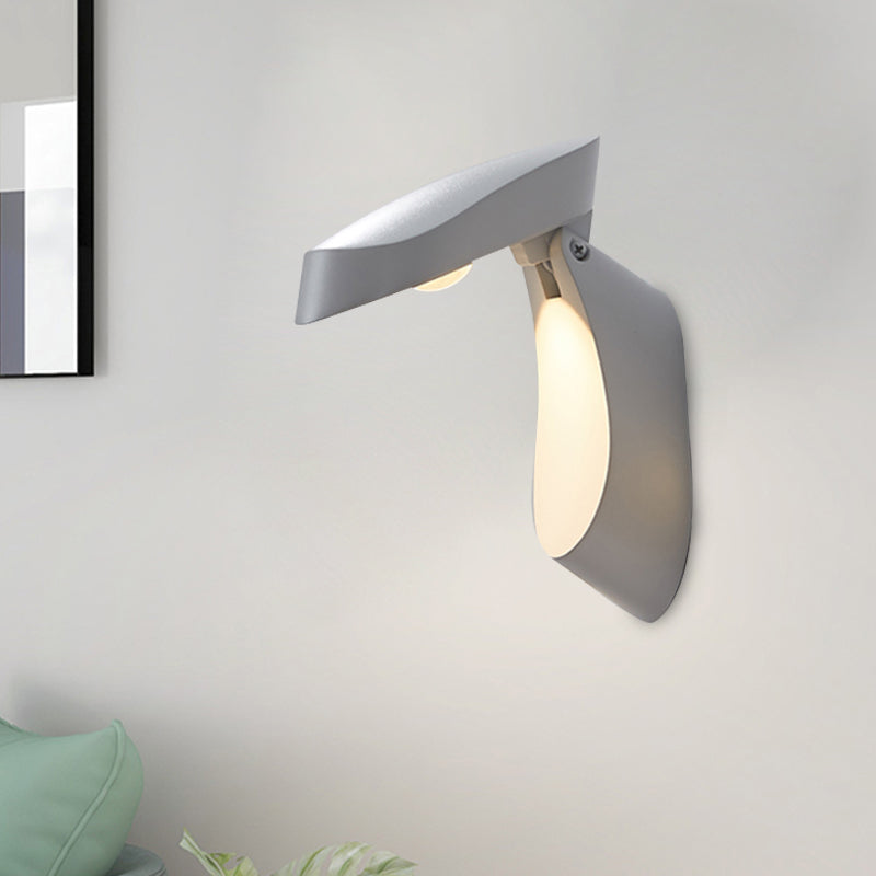 Rotatable Oval Wall Sconce - Modern Metal Led Bedside Light In White/Black/Gold Finish