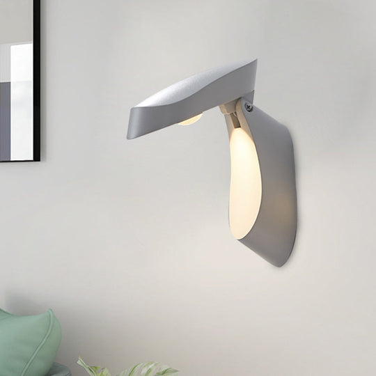 Rotatable Oval Wall Sconce - Modern Metal Led Bedside Light In White/Black/Gold Finish