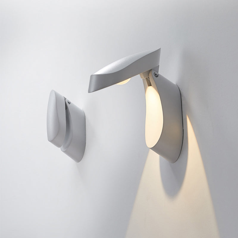 Rotatable Oval Wall Sconce - Modern Metal Led Bedside Light In White/Black/Gold Finish