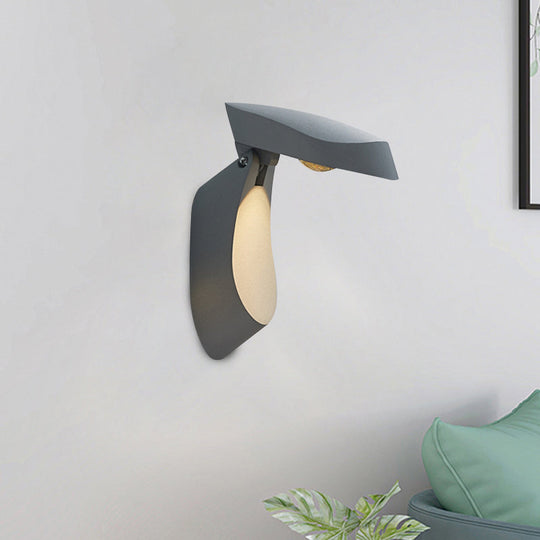 Rotatable Oval Wall Sconce - Modern Metal Led Bedside Light In White/Black/Gold Finish Grey