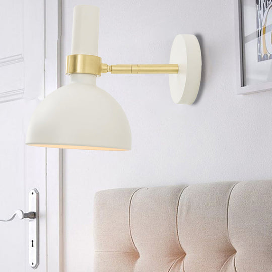 Modern Domed Wall Lamp - Rotatable White/Black Finish With 1 Light For Bedside White