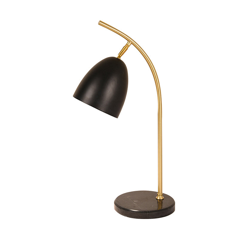 Modern Metal Shade Bell Shape Desk Lamp With 1 Bulb White/Black Finish