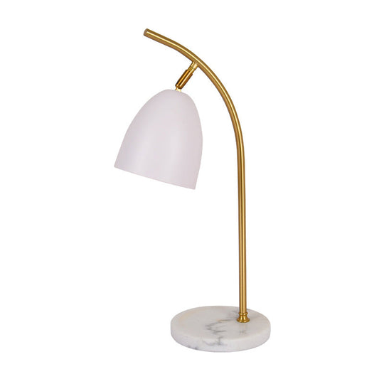 Modern Metal Shade Bell Shape Desk Lamp With 1 Bulb White/Black Finish