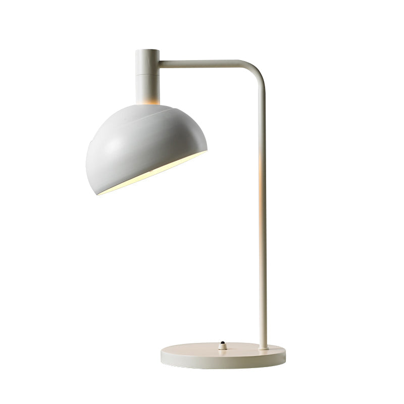 Noémie - Modern Metallic Domed Reading Book Light Minimalist 1 Head White/Black Finish Table Lamp with Right Angle Arm