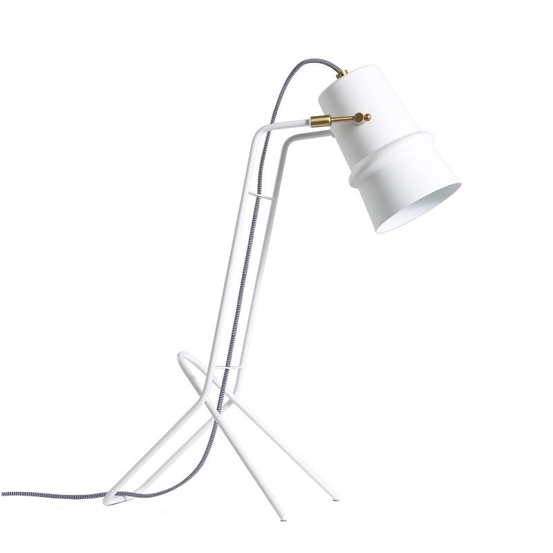 Minimalist Single White Desk Lamp: Sleek Cup Shape Metallic Finish Frame Base For Bedroom