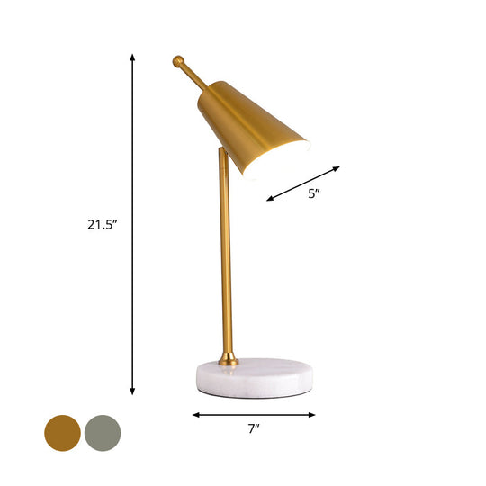 Modern Led Nightstand Table Lamp With Metal Shade In Gold/Silver Finish For Bedroom