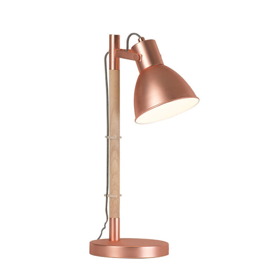 Rose Gold Led Desk Lamp Modern Rotatable Table Light With Domed Metal Handle For Bedside