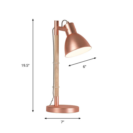 Rose Gold Led Desk Lamp Modern Rotatable Table Light With Domed Metal Handle For Bedside