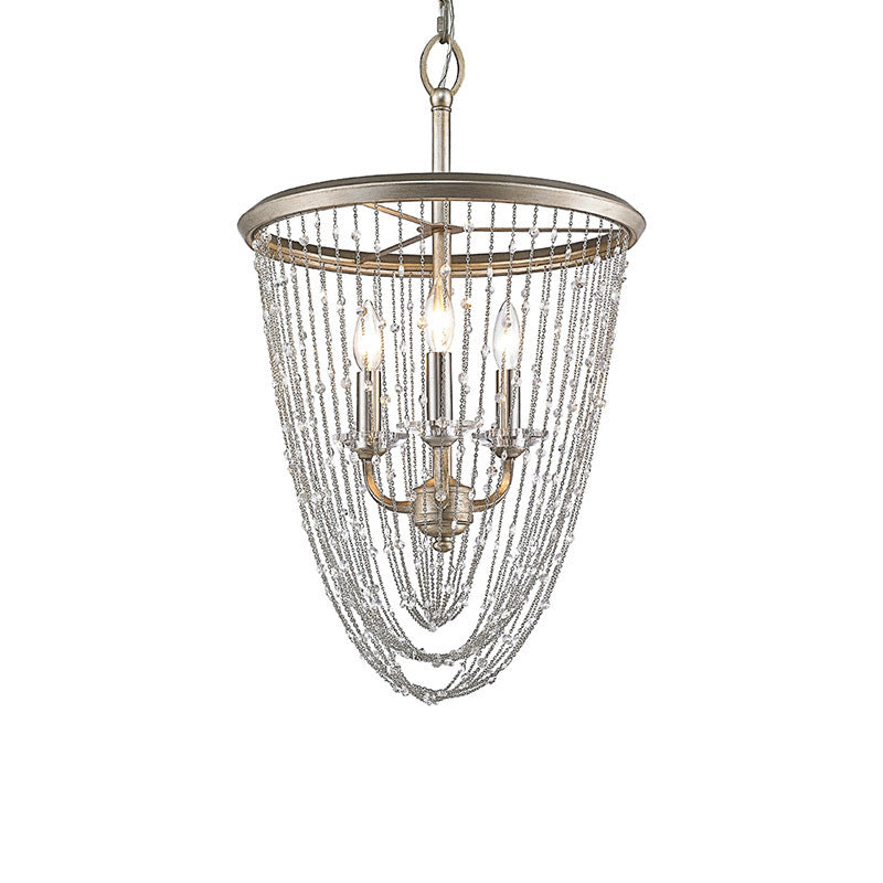 Gold Crystal Chandelier Lamp With 3 Heads - Contemporary Suspension Light