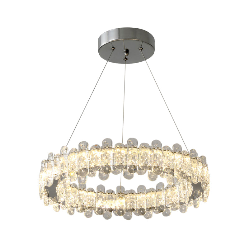 Modern Crystal LED Circle Pendant Chandelier - Chrome Finish