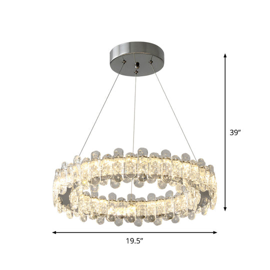 Modern Crystal LED Circle Pendant Chandelier - Chrome Finish