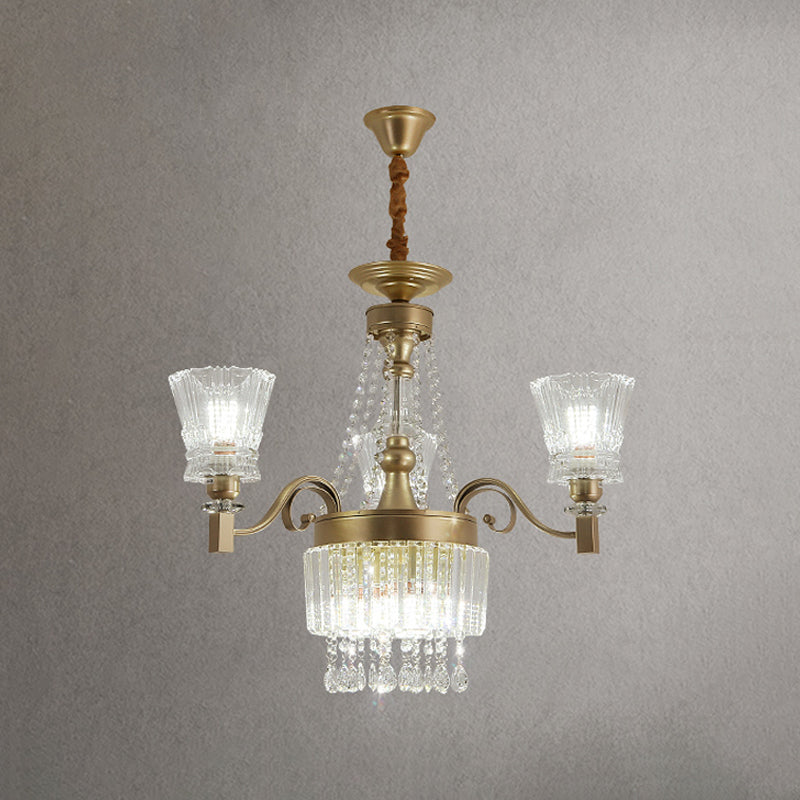 Modern Gold Crystal Chandelier - 6/9-Head Clear Pendant Lamp For Bedroom