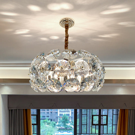 Minimalist Clear Crystal 8-Head Hanging Pendant Ceiling Chandelier For Bedroom