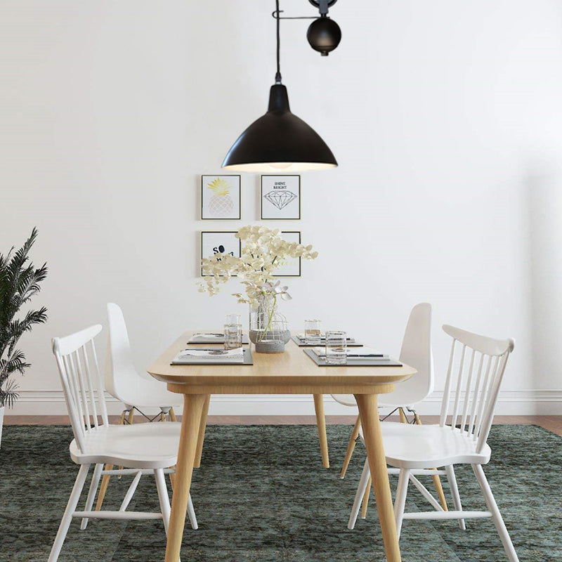 Farmhouse Iron Bedroom Pendant Light With Pulley Design - Black Ceiling Fixtures