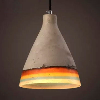 MÃ©lodie - Vintage Dark Blue/Light Blue/Orange Conic Pendant Light Antique Style Cement 1 Head Restaurant Hanging Light Fixture