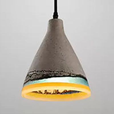 MÃ©lodie - Vintage Dark Blue/Light Blue/Orange Conic Pendant Light Antique Style Cement 1 Head Restaurant Hanging Light Fixture