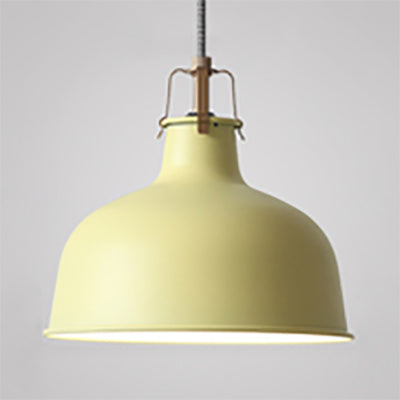 Industrial Style Metal Pendant Light with Adjustable Cord - 1-Light, 8.5"/13" Width, Domed Design. Choose from Grey or Pink for Dining Room.