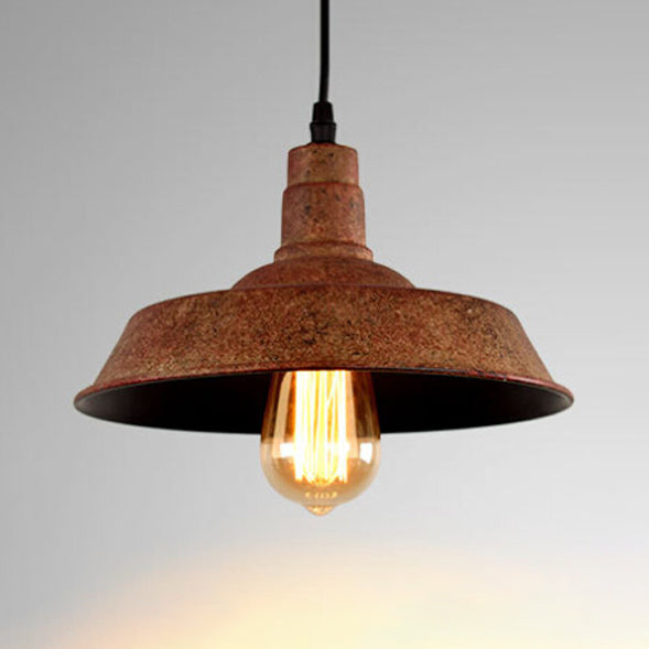 Rustic Barn Pendant Light: Antique Wrought Iron Fixture For Bars Rust