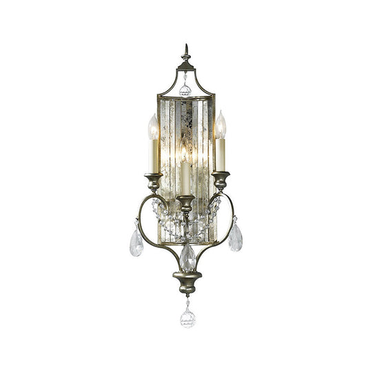 Faceted Crystal Silver Wall Sconce Candelabra For Living Rooms 1/3-Head Fixture