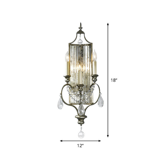 Faceted Crystal Silver Wall Sconce Candelabra For Living Rooms 1/3-Head Fixture