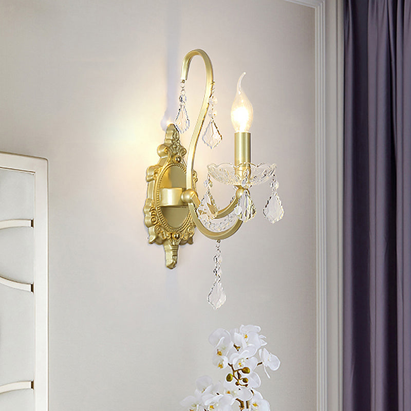 Gold Crystal Wall Sconce Lamp For Rural Living Rooms 1 /