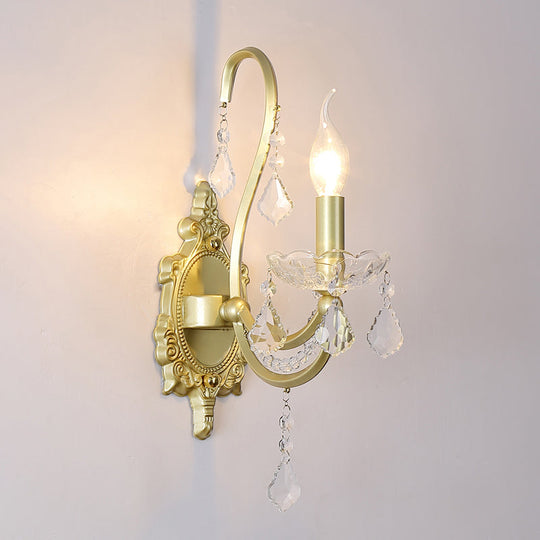 Gold Crystal Wall Sconce Lamp For Rural Living Rooms