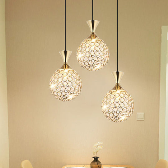 Modern Cluster Pendant Gold Cut Crystal Hanging Ceiling Light for Dining Room