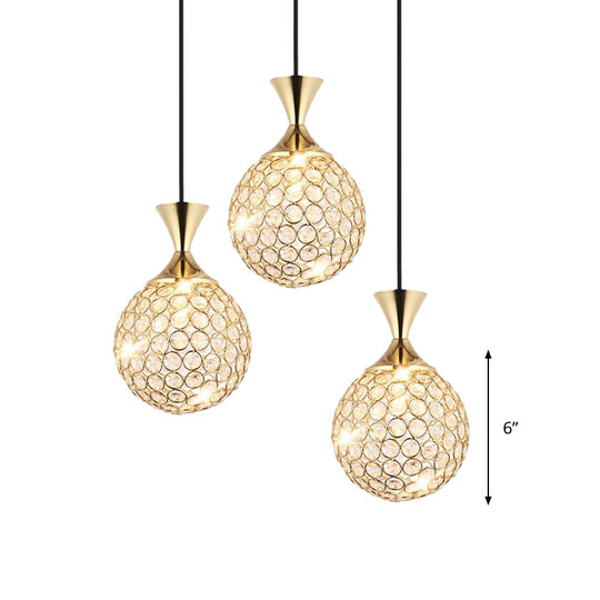 Modern Cluster Pendant Gold Cut Crystal Hanging Ceiling Light for Dining Room