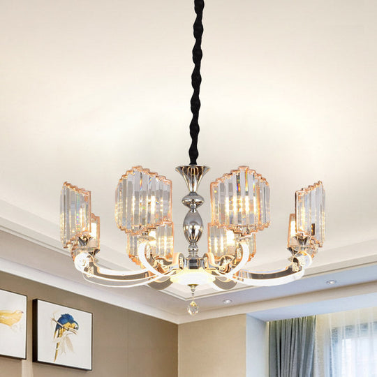 Modern Clear Crystal Chandelier - Starburst Pendant Light Fixture (8 Lights) for Bedroom