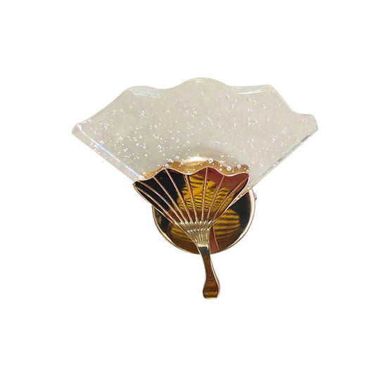 Modern Gold Led Wall Sconce Lamp With Bubble Crystal Accent For Bedroom