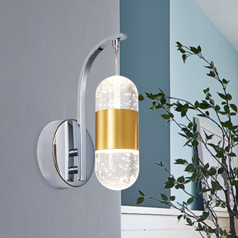 Minimalistic Bubble Crystal Led Chrome Wall Mounted Lamp - Capsule Restaurant Light Sconce