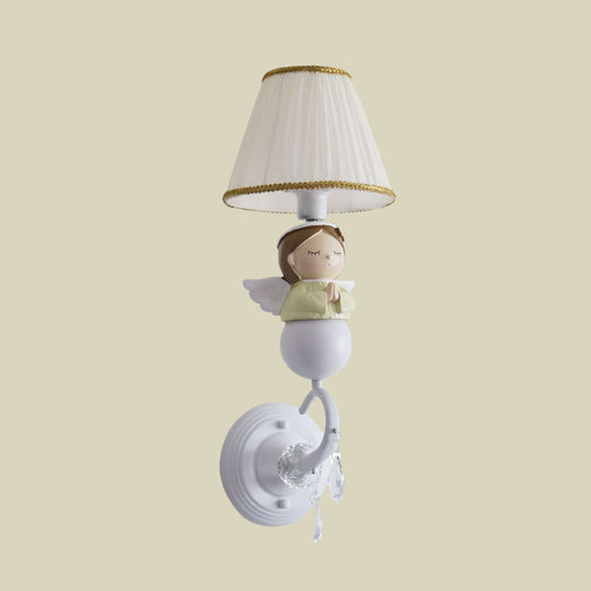 White Angel Design Fabric Barrel Wall Sconce Lamp