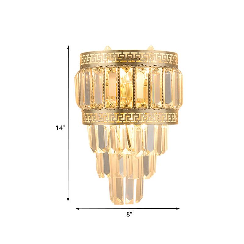 Contemporary Gold Crystal 3-Head Bedroom Wall Sconce Light