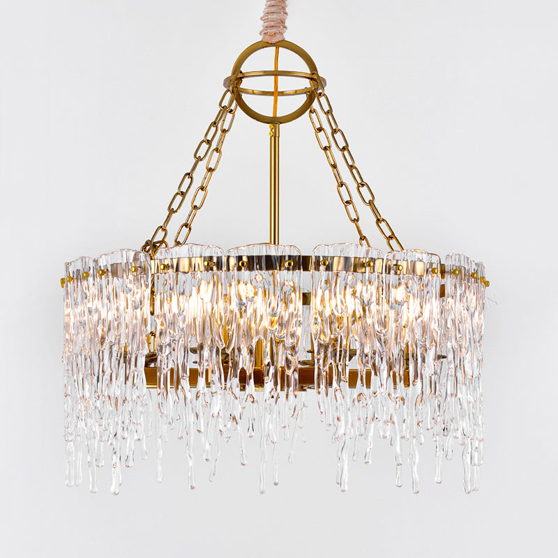 Simple Gold Crystal Chandelier - 8-Bulb Ceiling Hang Fixture For Living Room