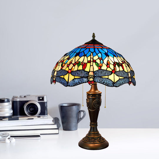 Daniela - Dragonfly Jeweled Table Lamp - Mediterranean Inspired Nightstand Light