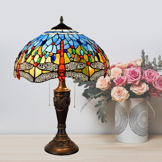 Daniela - Dragonfly Jeweled Table Lamp - Mediterranean Inspired Nightstand Light